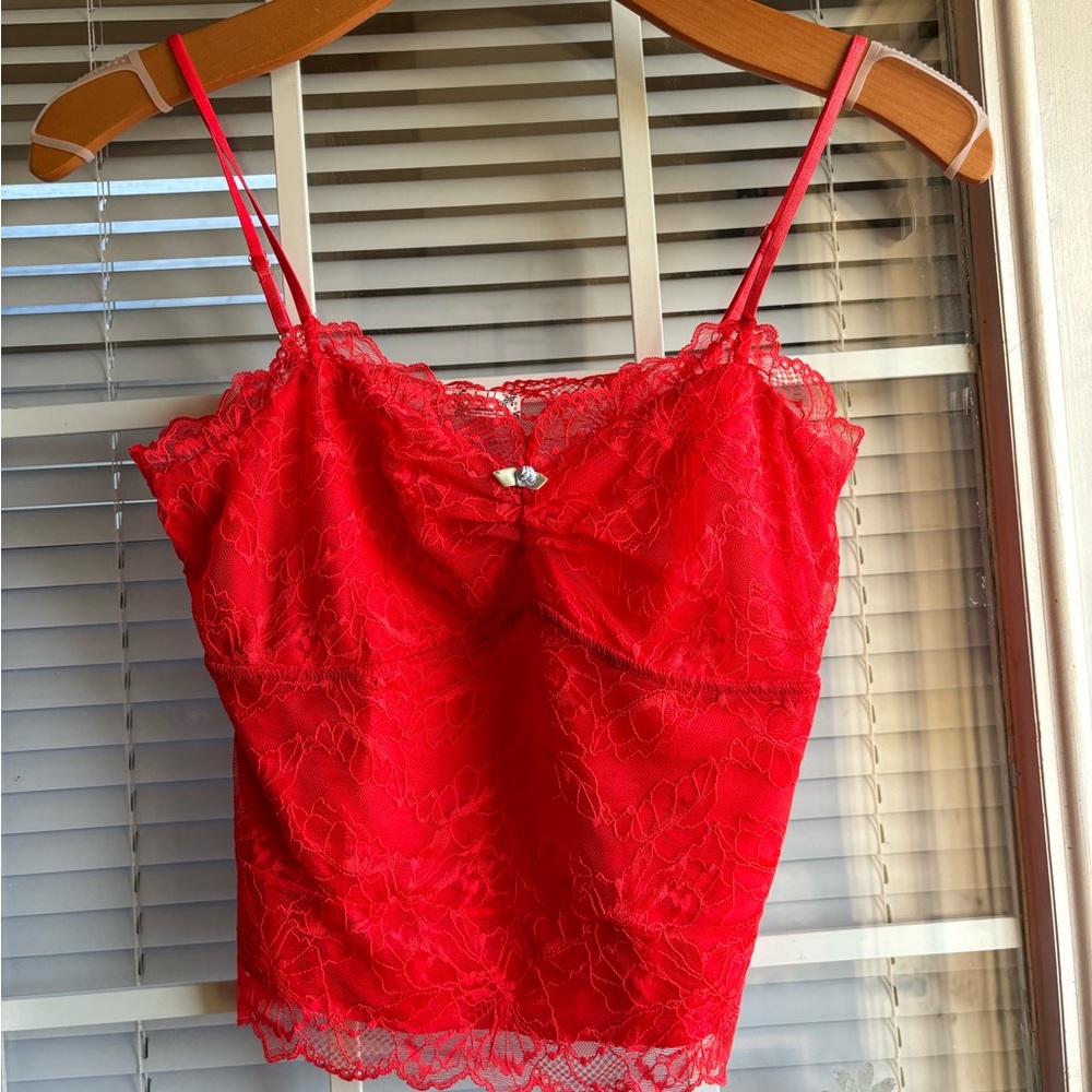 Free People Red Lace Camisole